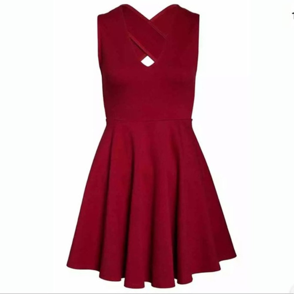 Lulu's Crossback Red Skater Dress, Medium